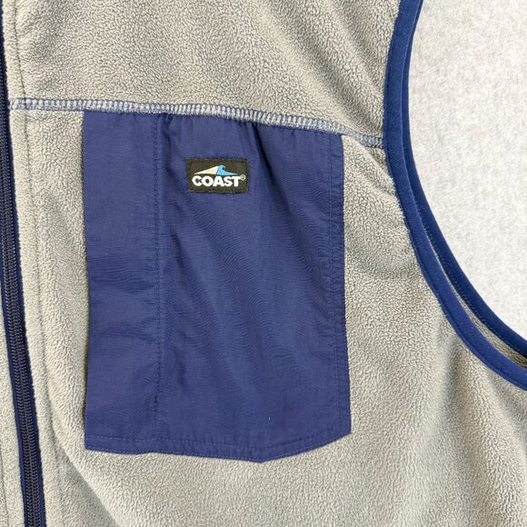 Coast Pawleys Island SC Mens Size Large Gray‎ Navy Blue Fleece Vest Full Zip - Picture 2 of 9